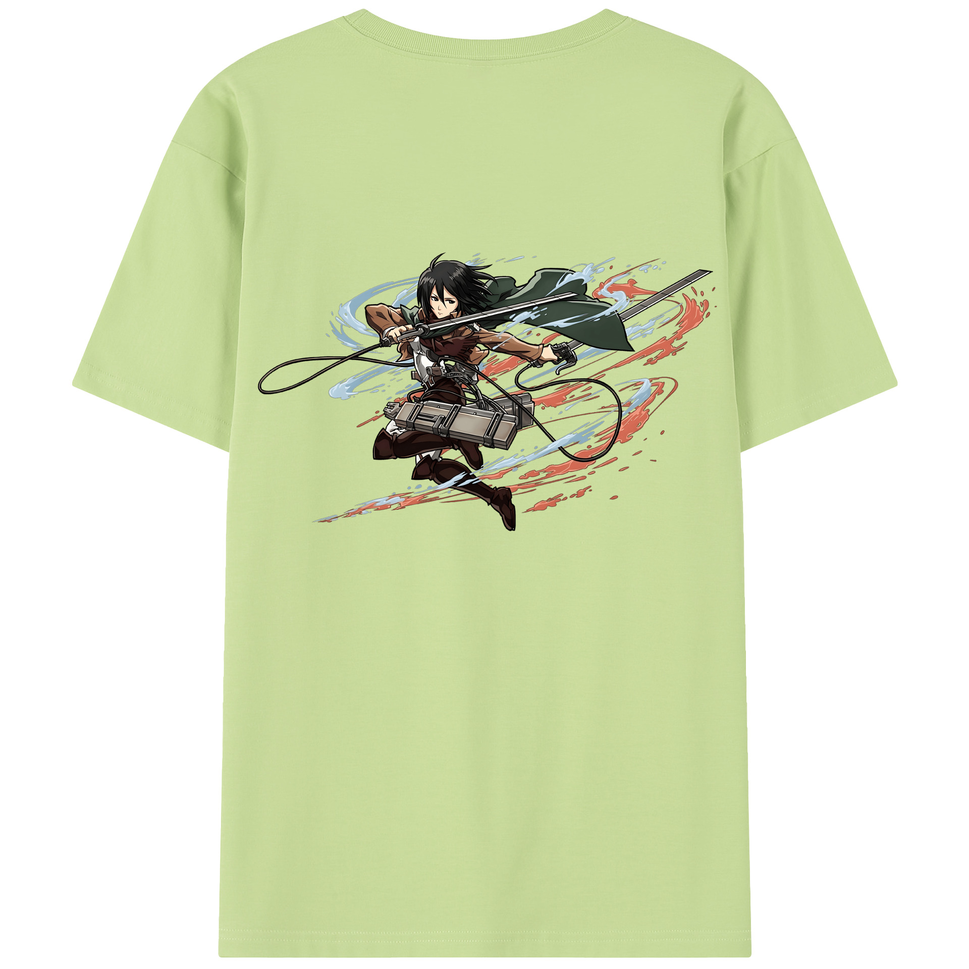 （画像用） 進撃の巨人 ミカサ·アッカーマン Attack on Titan Mikasa Ackerman 綿100％半袖Tシャツ（背面プリント）